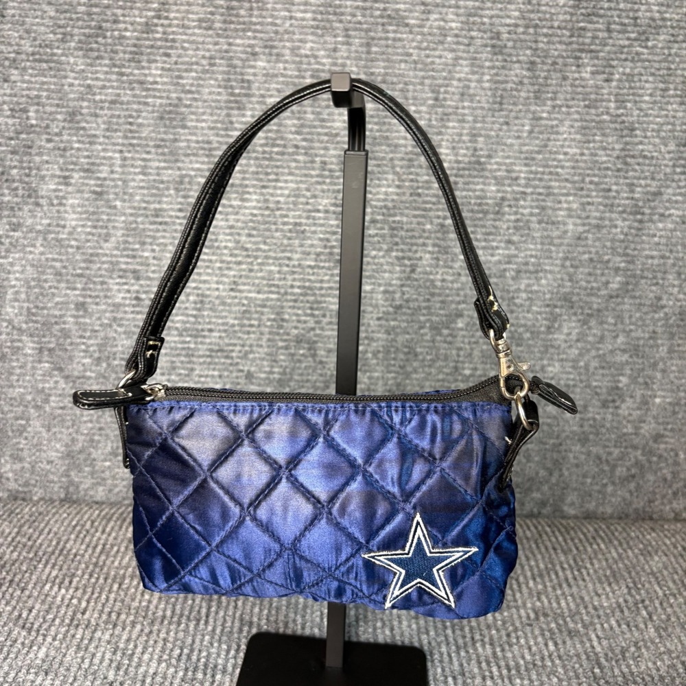 Pro-Fanity Dallas Cowboys Quilted Satin Mini Shoulder Bag Y2K NFL Blue Purse